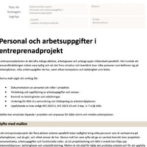 Personal och arbetsuppgifter i entreprenadprojekt