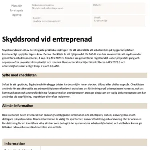 skyddsrond vid entreprenad