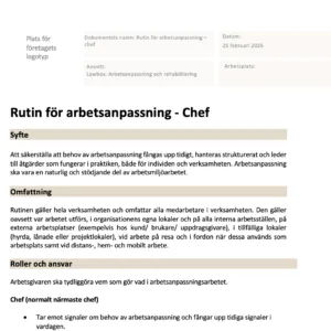 rutin för arbetsanpassning