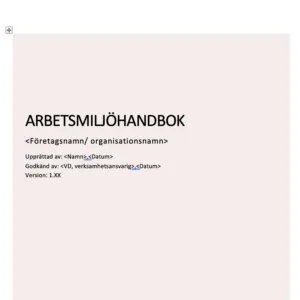 Arbetsmiljöhandbok