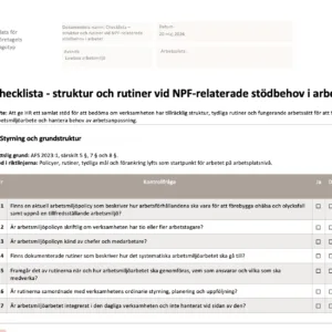 Struktur och rutiner vid NPF-relaterade stödbehov i arbetet