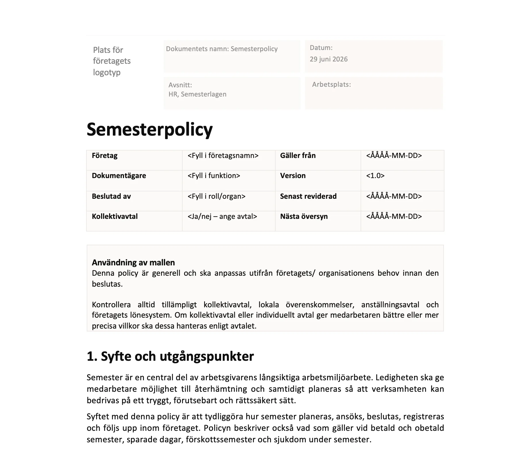 Semesterpolicy