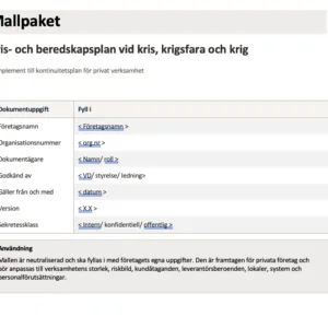 Mallpaket för kris- och beredskapsplan