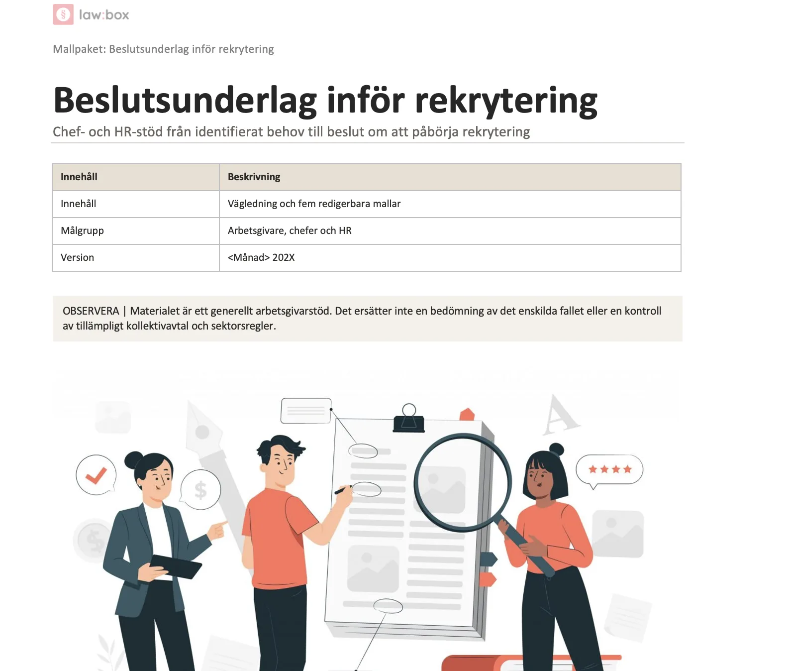 Mallpaket för beslutsunderlag inför rekrytering